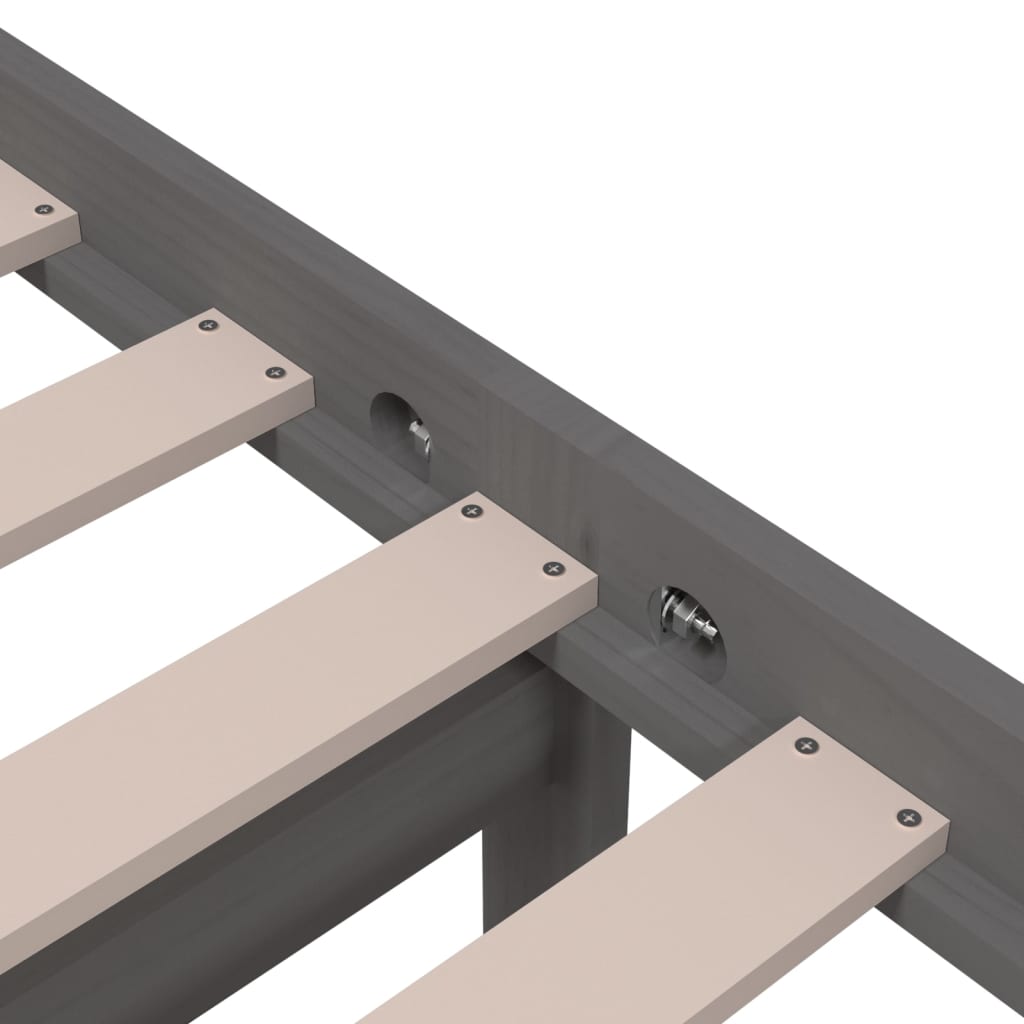 Bedframe Massief Hout Grijs 120X190 Cm 4Ft Small Double