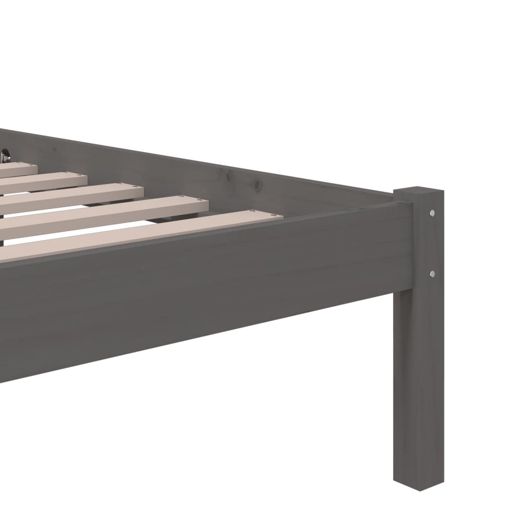 Bedframe Massief Hout Grijs 120X190 Cm 4Ft Small Double