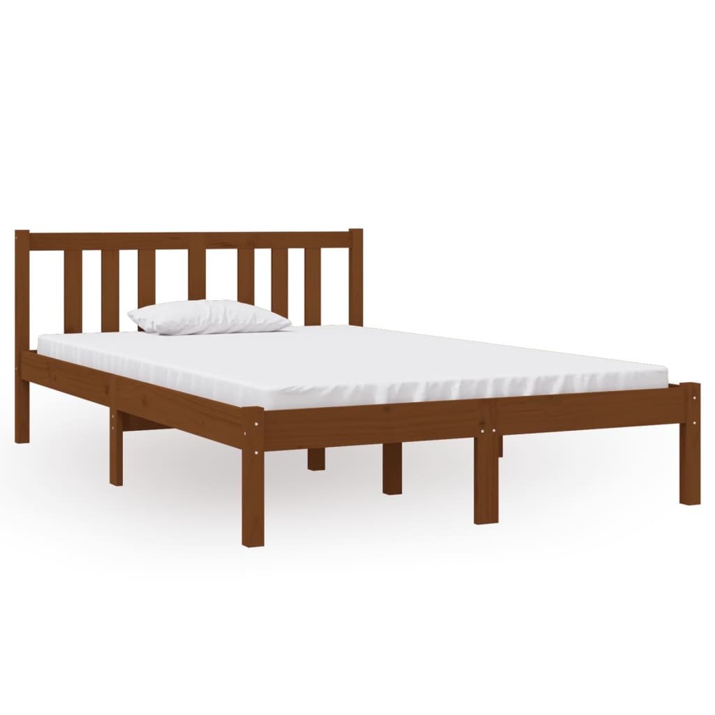 Bedframe Massief Hout Honingbruin 120X190 Cm 4Ft Small Double