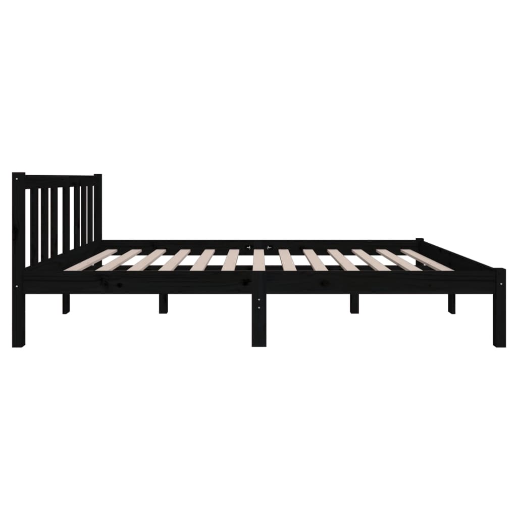 Bedframe Massief Hout Zwart 120X190 Cm 4Ft Small Double
