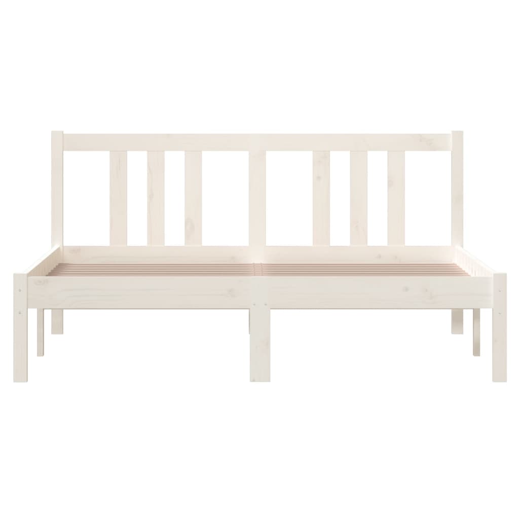 Bedframe Massief Hout Wit 135X190 Cm 4Ft6 Double