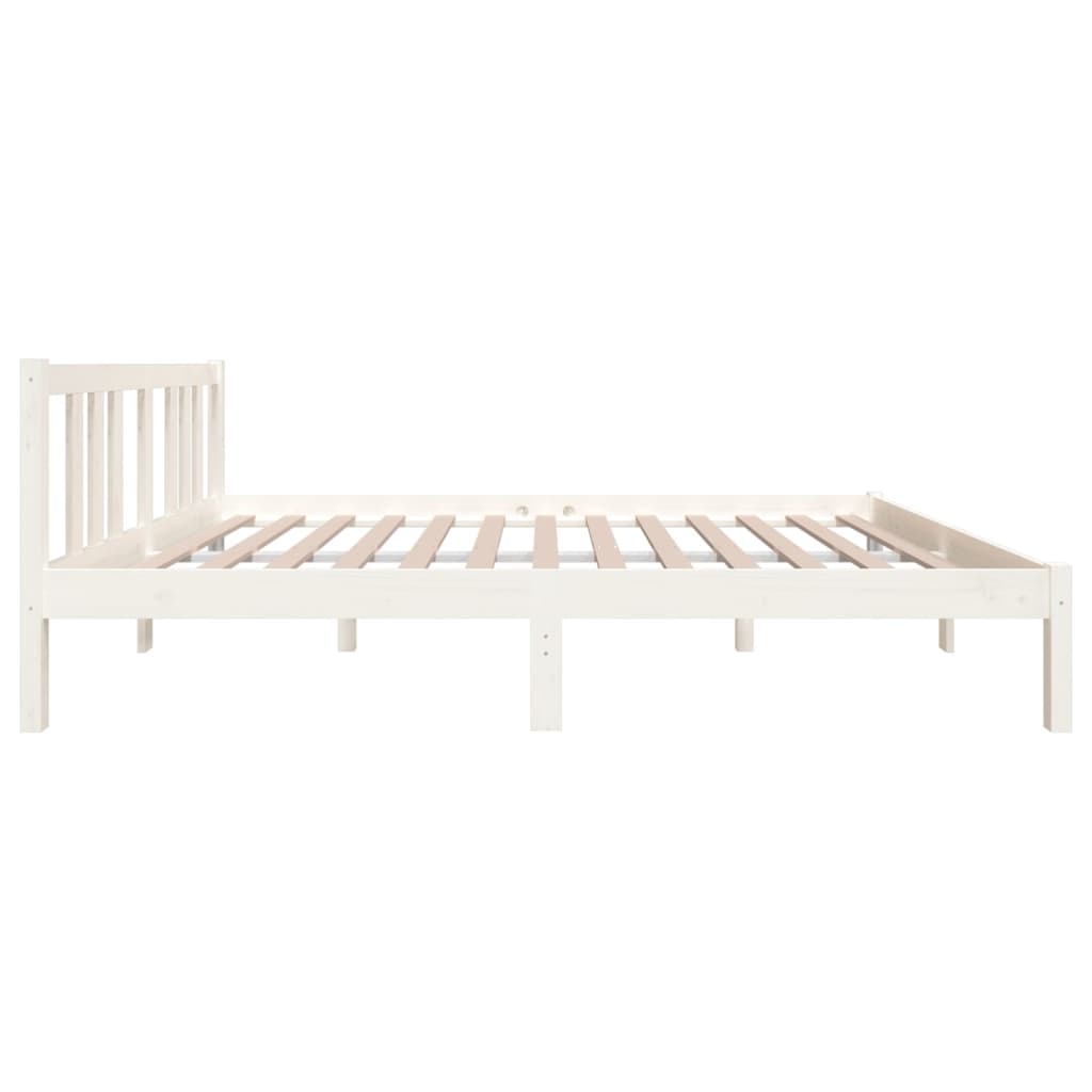 Bedframe Massief Hout Wit 135X190 Cm 4Ft6 Double