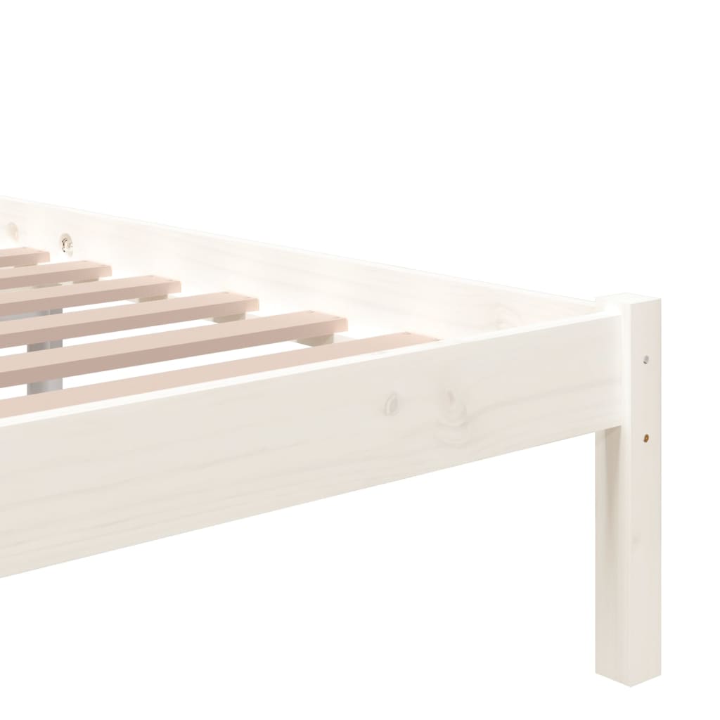 Bedframe Massief Hout Wit 135X190 Cm 4Ft6 Double