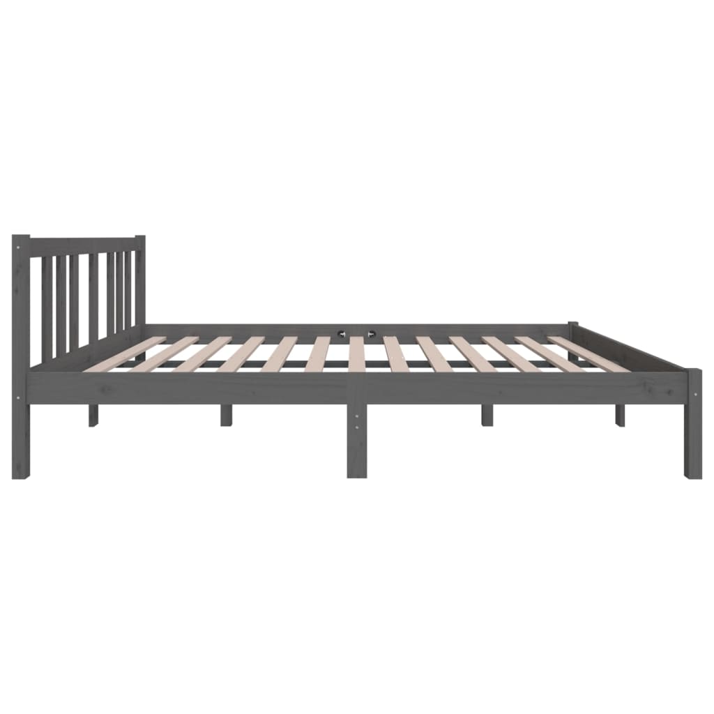 Bedframe Massief Hout Grijs 135X190 Cm 4Ft6 Double