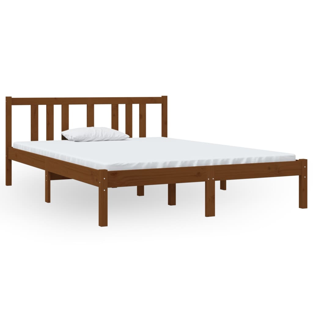 Bedframe Massief Hout Honingbruin 135X190 Cm 4Ft6 Double