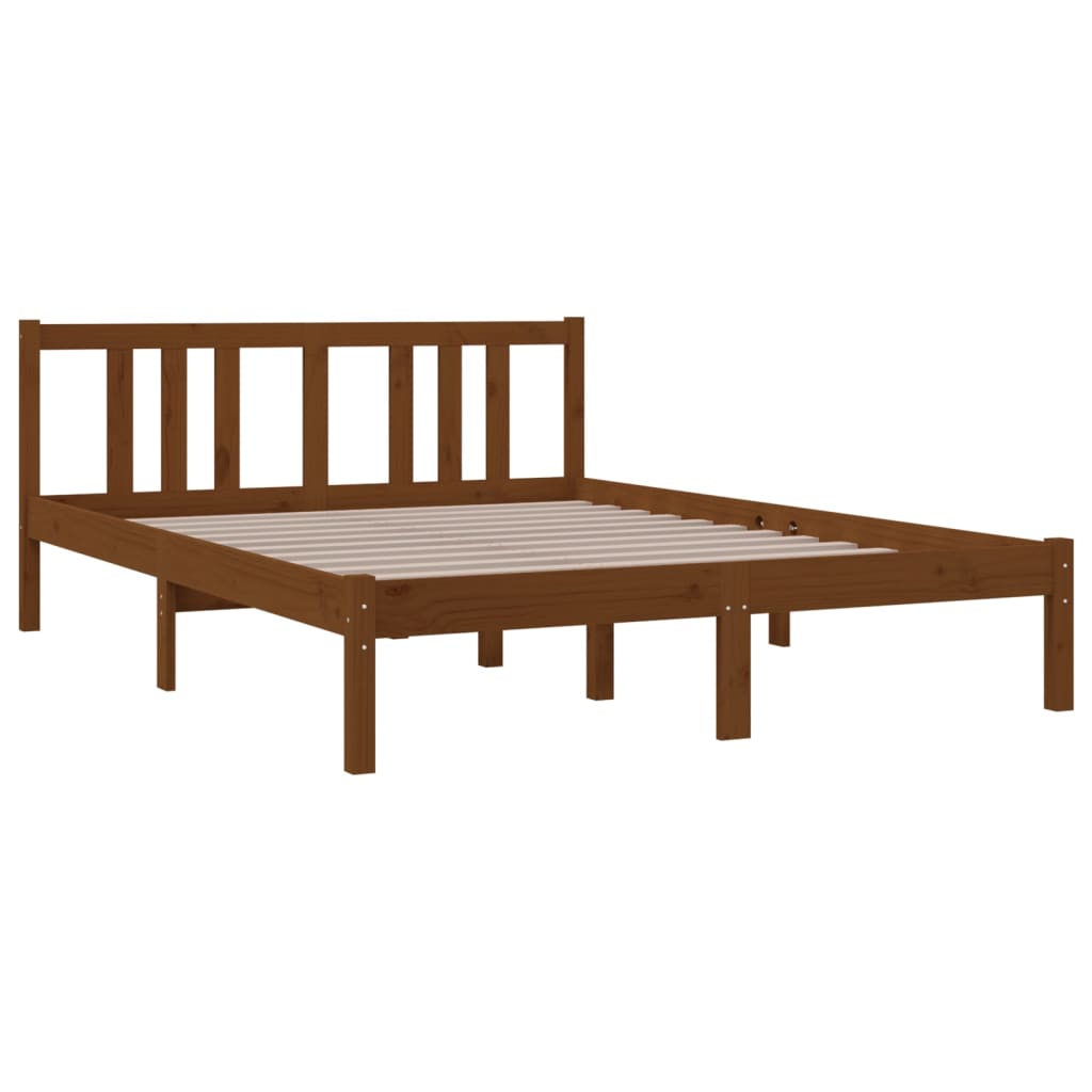 Bedframe Massief Hout Honingbruin 135X190 Cm 4Ft6 Double