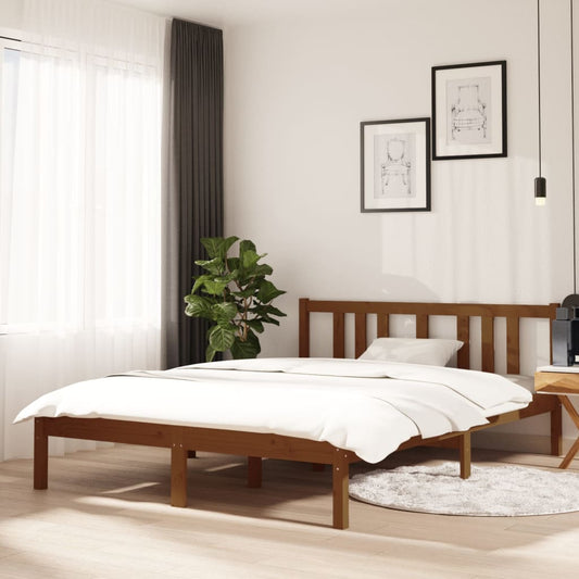 Bedframe Massief Hout Honingbruin 135X190 Cm 4Ft6 Double