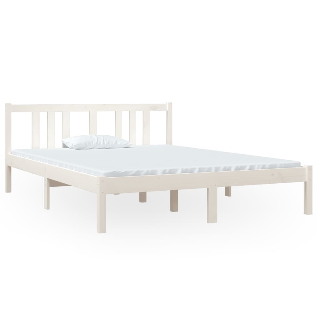 Bedframe Massief Hout Wit 140X190 Cm