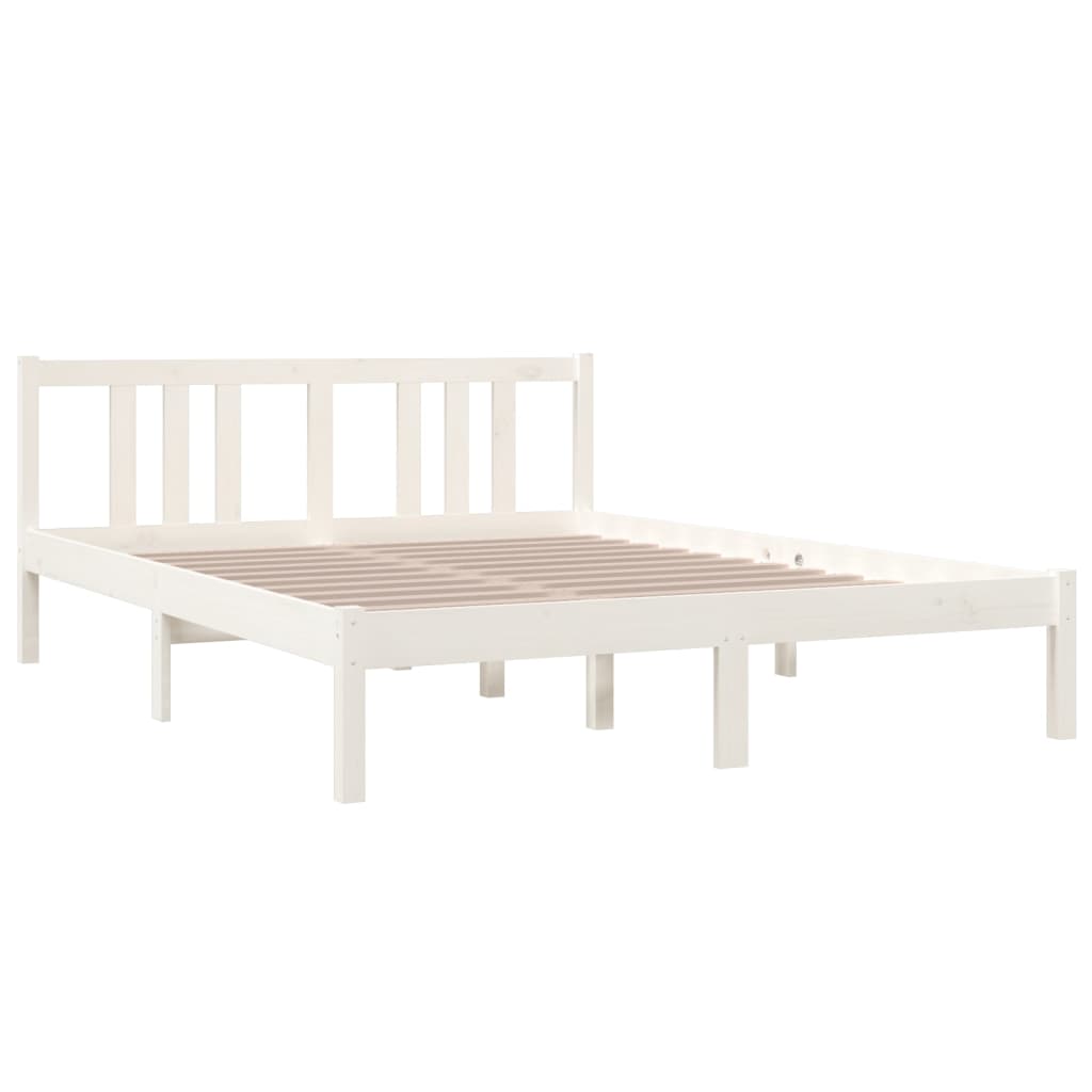 Bedframe Massief Hout Wit 140X190 Cm