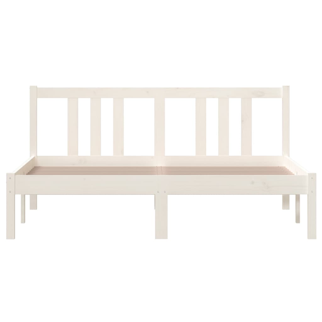 Bedframe Massief Hout Wit 140X190 Cm