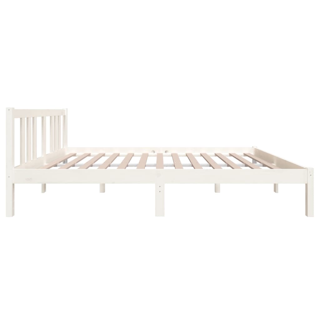 Bedframe Massief Hout Wit 140X190 Cm