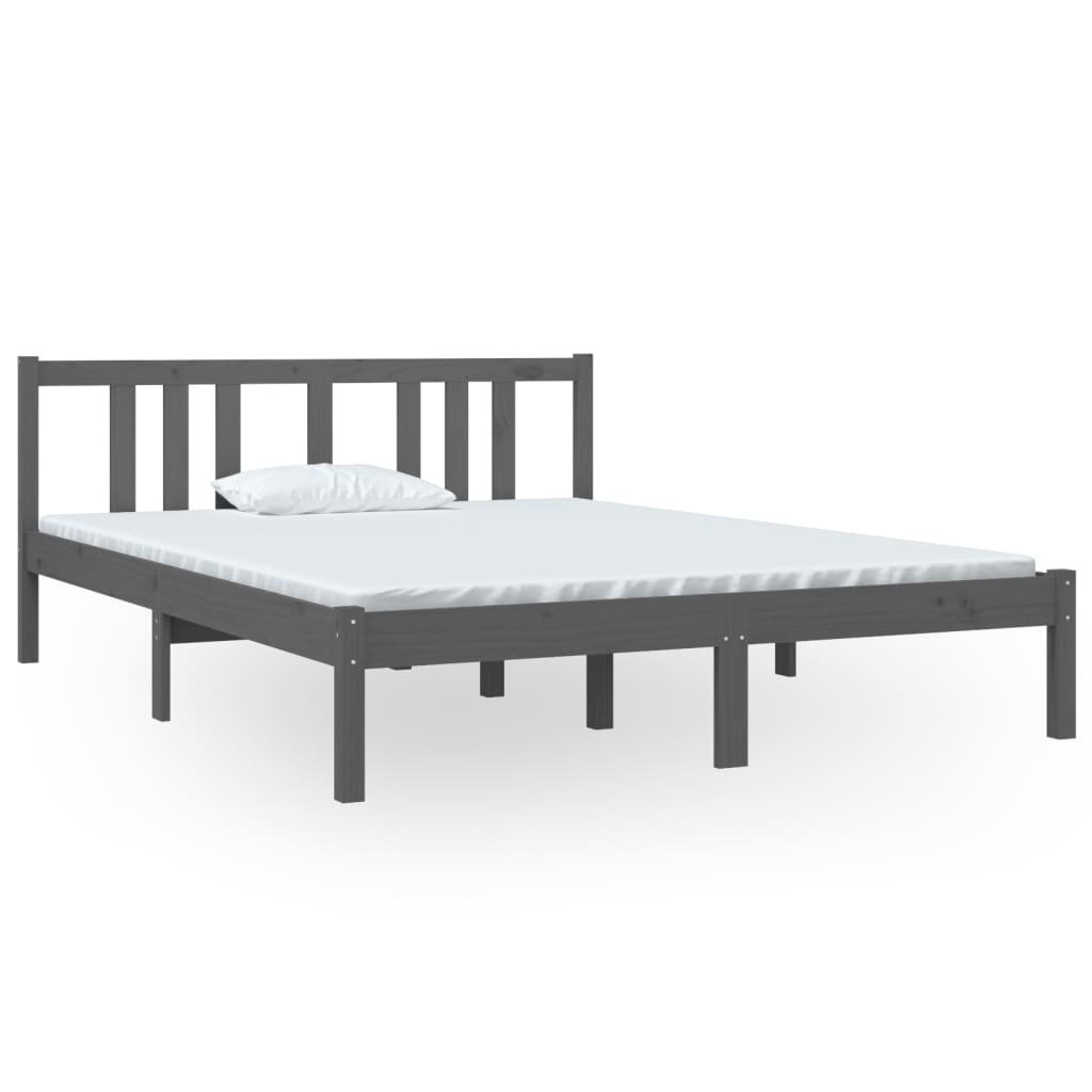 Bedframe Massief Hout Grijs 140X190 Cm