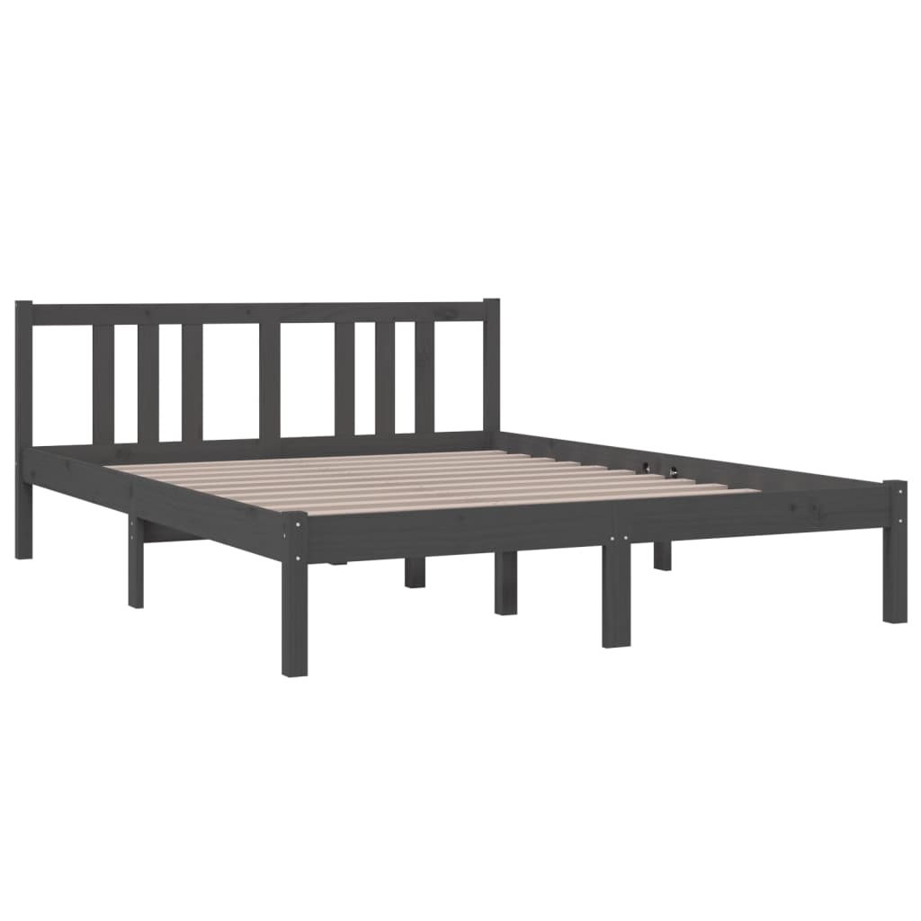 Bedframe Massief Hout Grijs 140X190 Cm