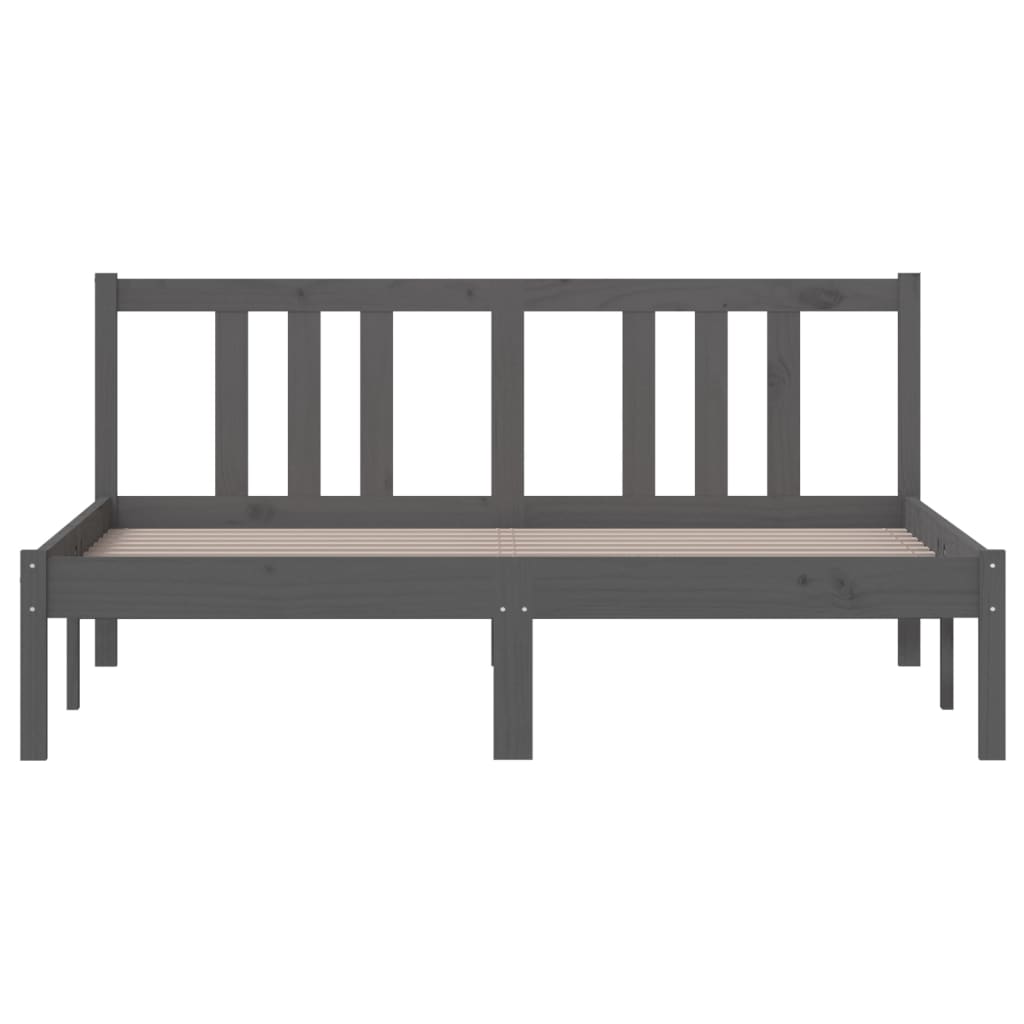 Bedframe Massief Hout Grijs 140X190 Cm