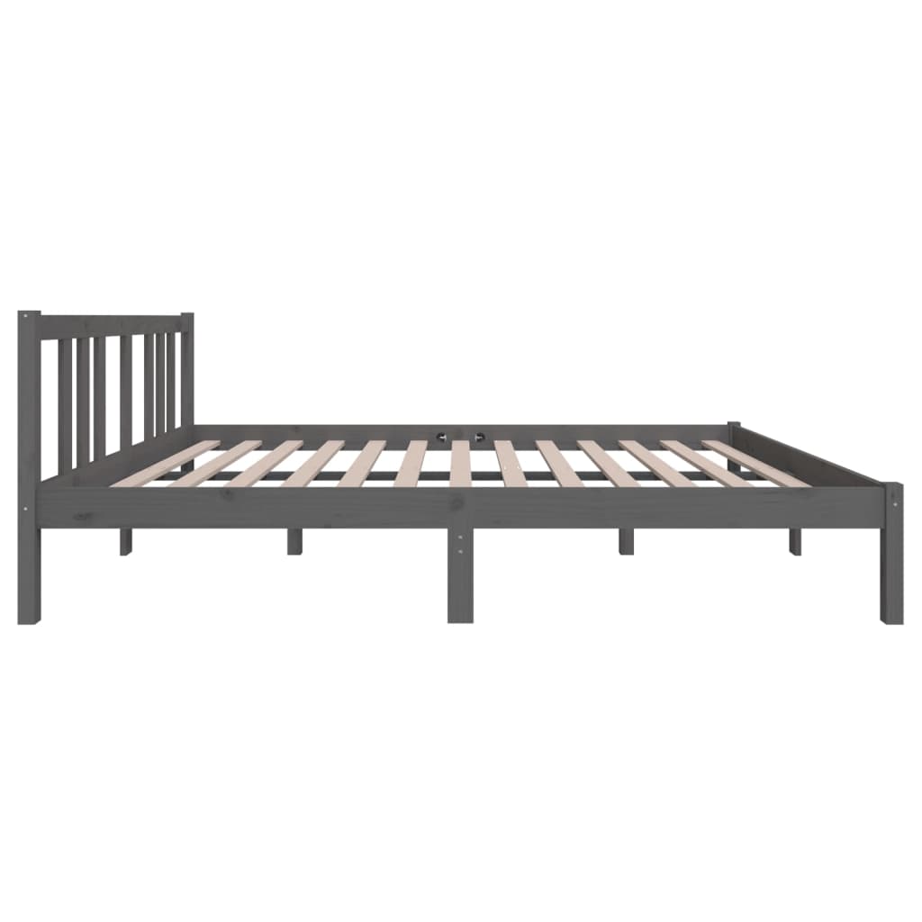 Bedframe Massief Hout Grijs 140X190 Cm