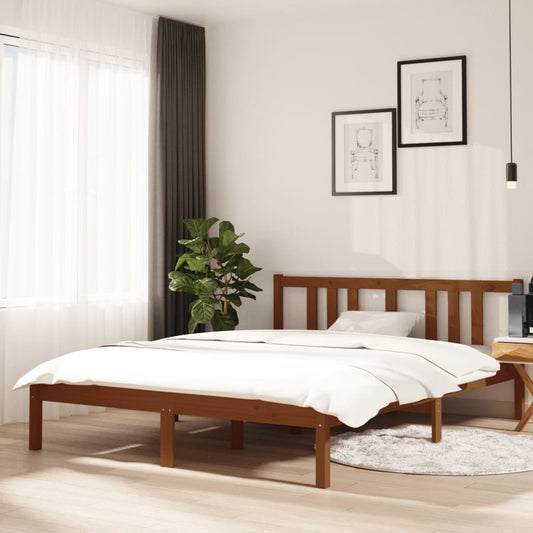 Bedframe Massief Hout Honingbruin 140X190 Cm