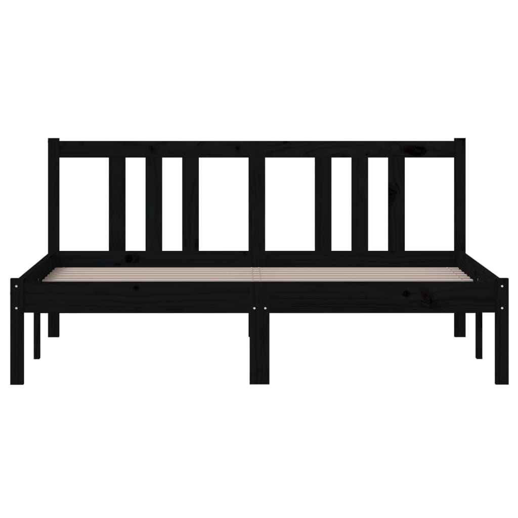 Bedframe Massief Hout Zwart 140X190 Cm