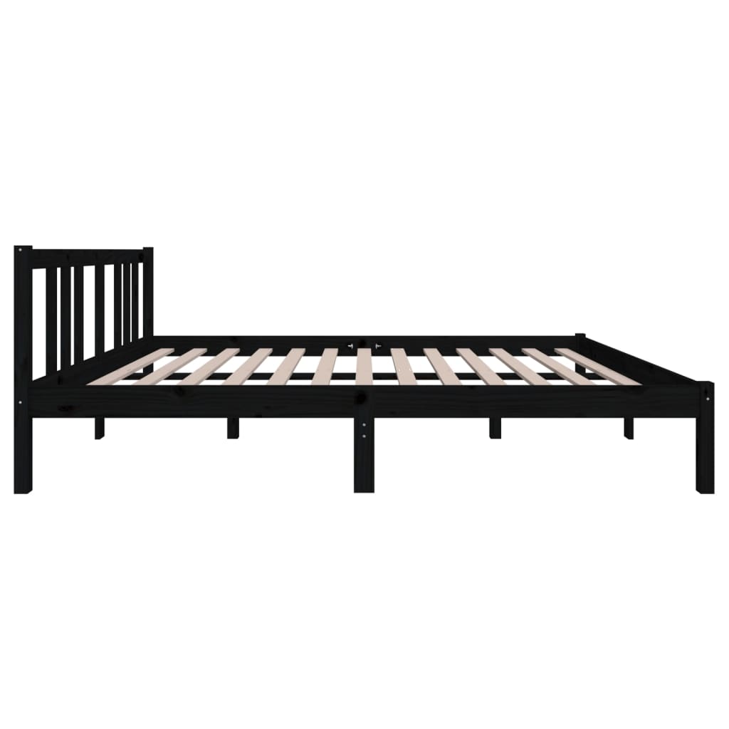 Bedframe Massief Hout Zwart 140X190 Cm