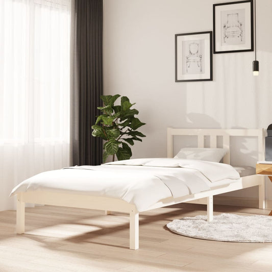 Bedframe Massief Hout Wit 90X200 Cm
