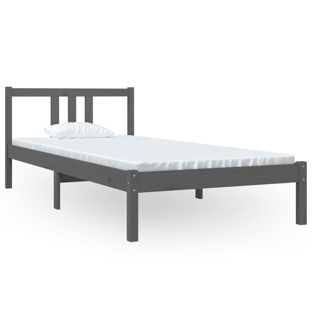 Bedframe Massief Hout Grijs 90X200 Cm