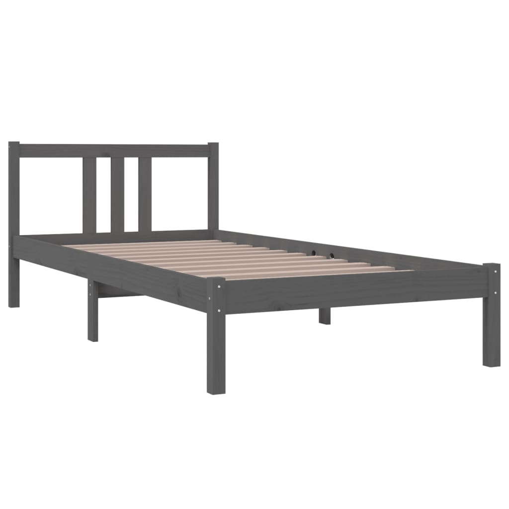 Bedframe Massief Hout Grijs 90X200 Cm
