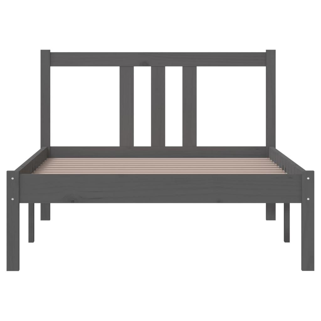 Bedframe Massief Hout Grijs 90X200 Cm