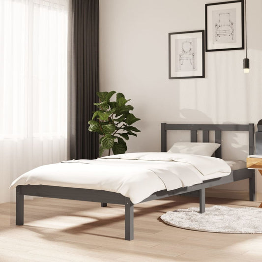 Bedframe Massief Hout Grijs 90X200 Cm
