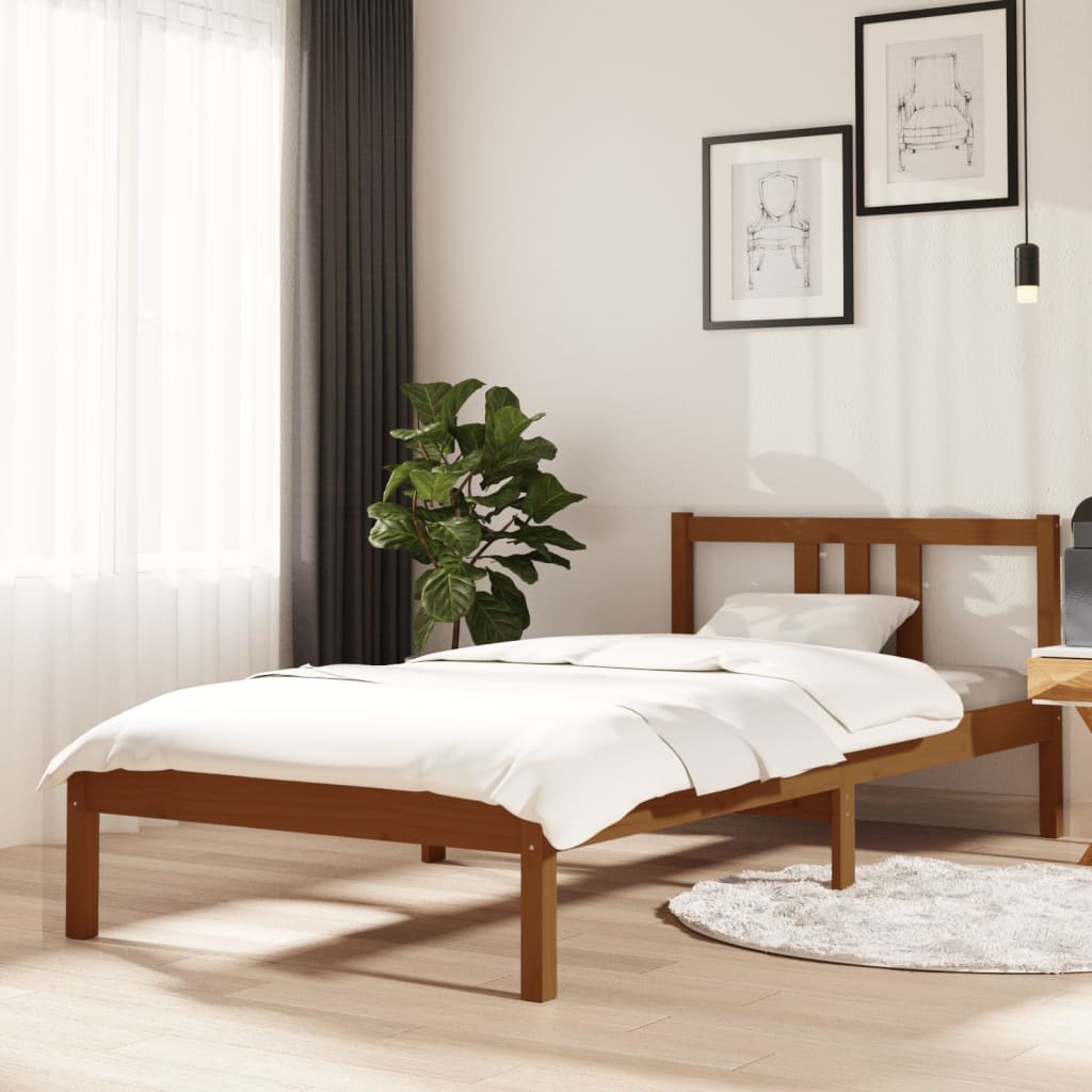 Bedframe Massief Hout Honingbruin 90X200 Cm