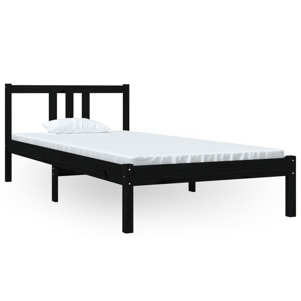 Bedframe Massief Hout Zwart 90X200 Cm