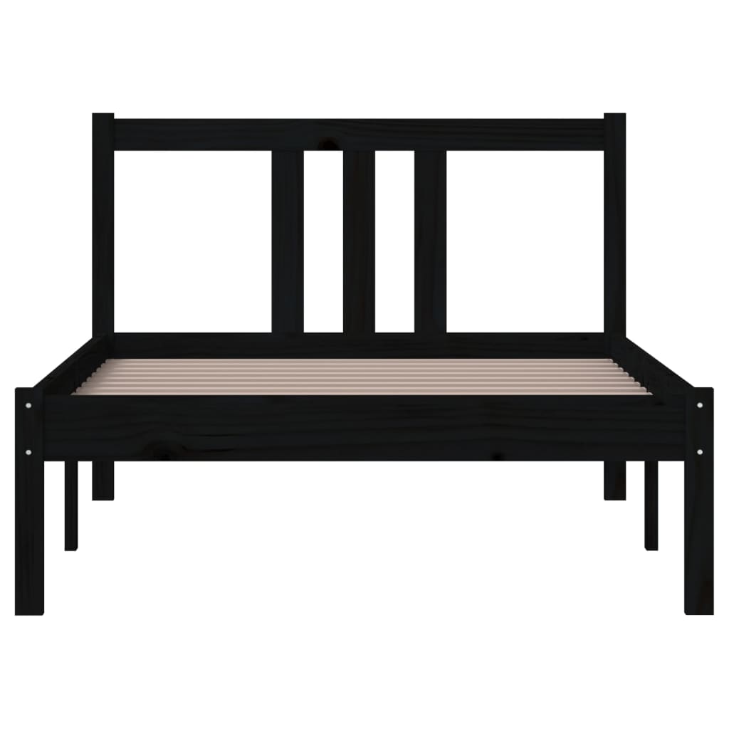 Bedframe Massief Hout Zwart 90X200 Cm