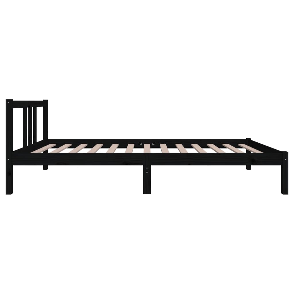 Bedframe Massief Hout Zwart 90X200 Cm