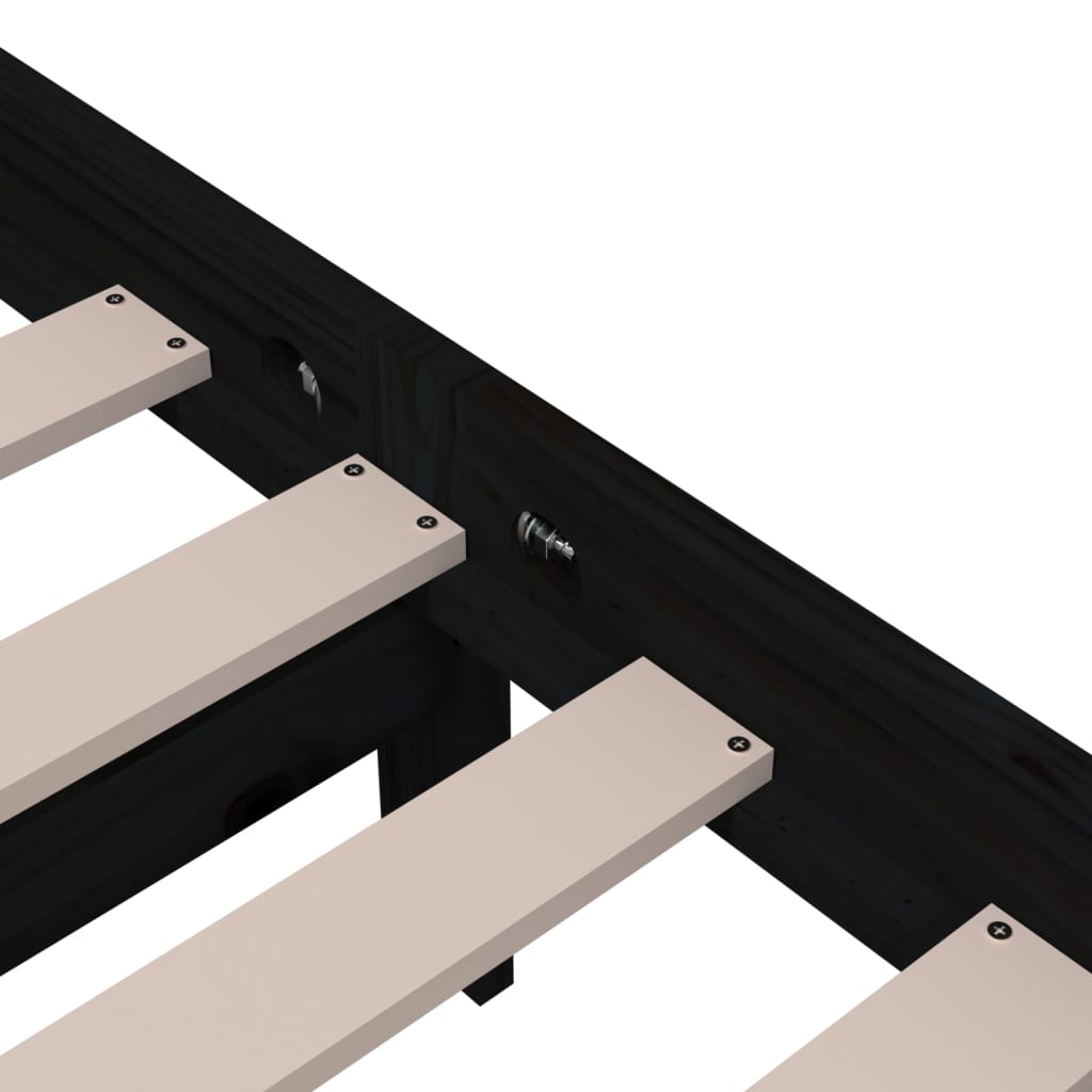 Bedframe Massief Hout Zwart 90X200 Cm