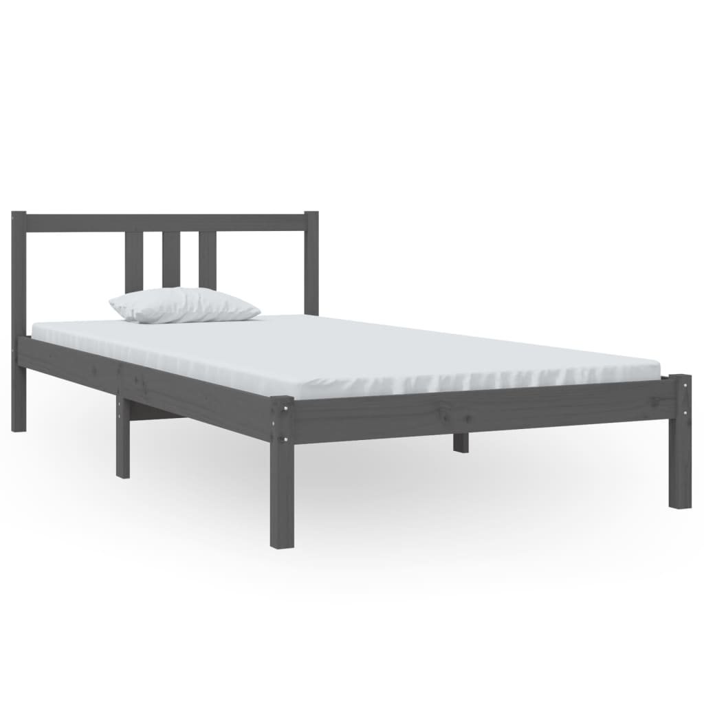 Bedframe Massief Hout Grijs 100X200 Cm
