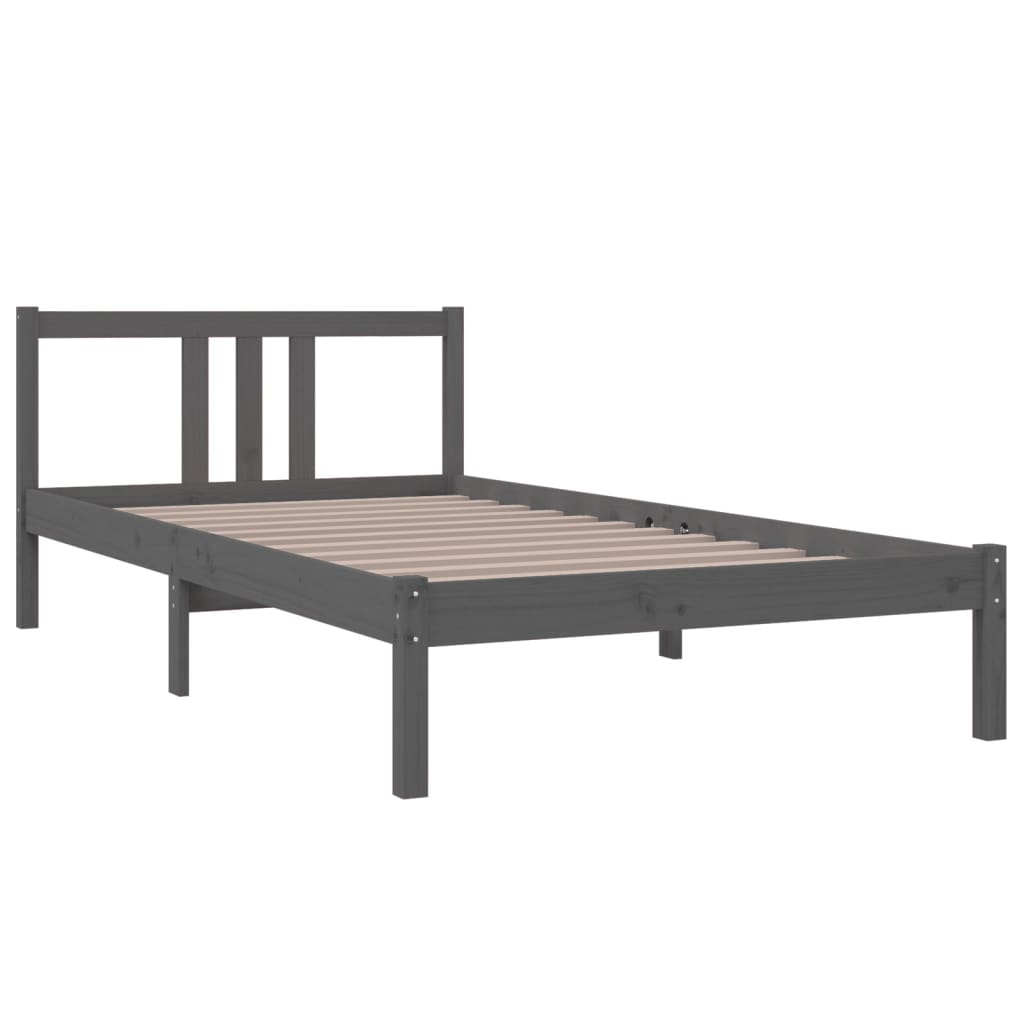 Bedframe Massief Hout Grijs 100X200 Cm