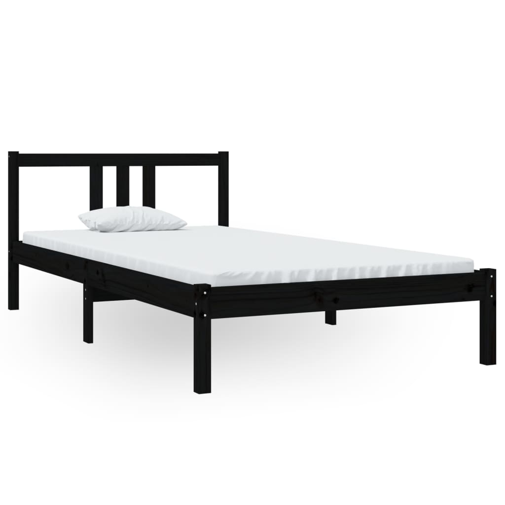 Bedframe Massief Hout Zwart 100X200 Cm