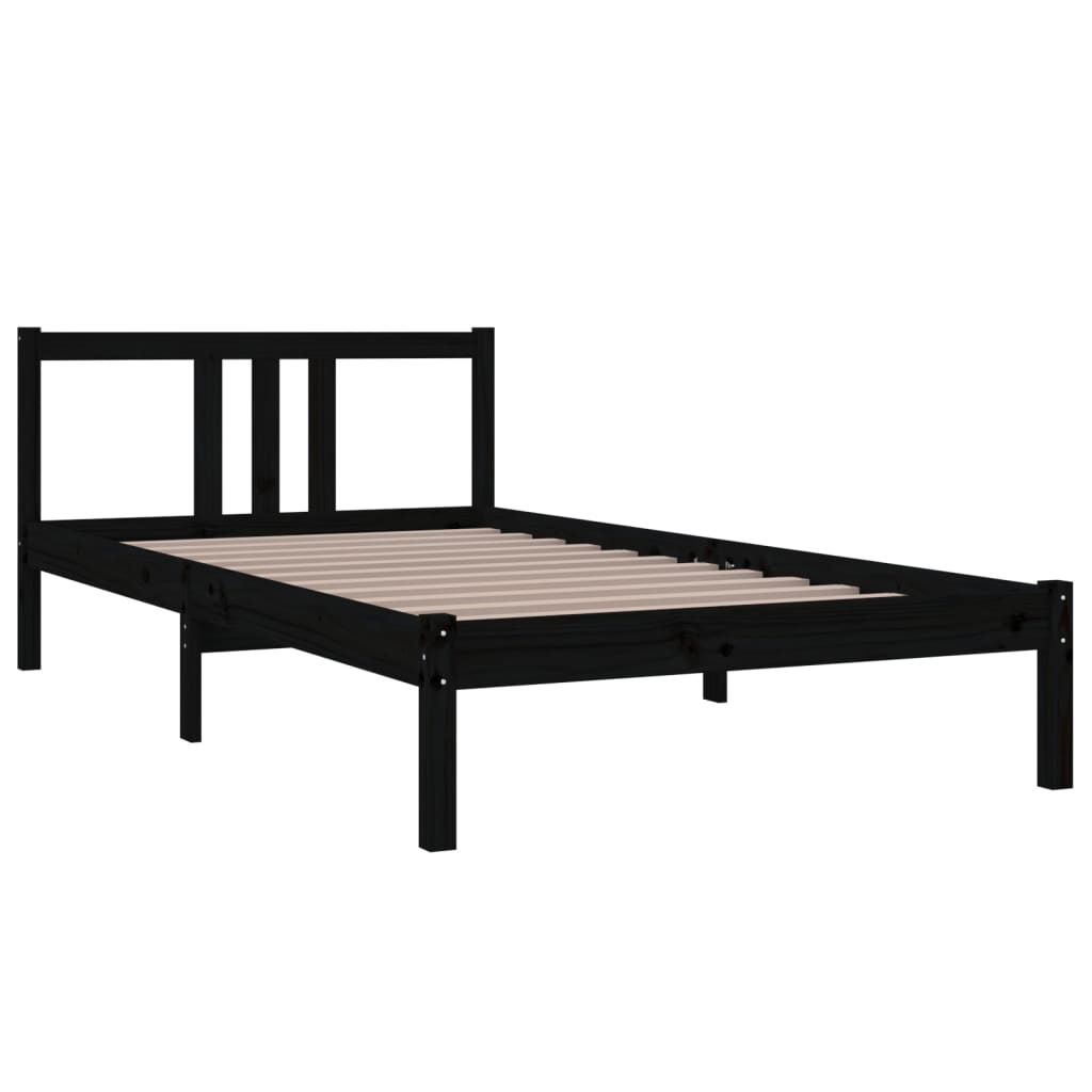 Bedframe Massief Hout Zwart 100X200 Cm