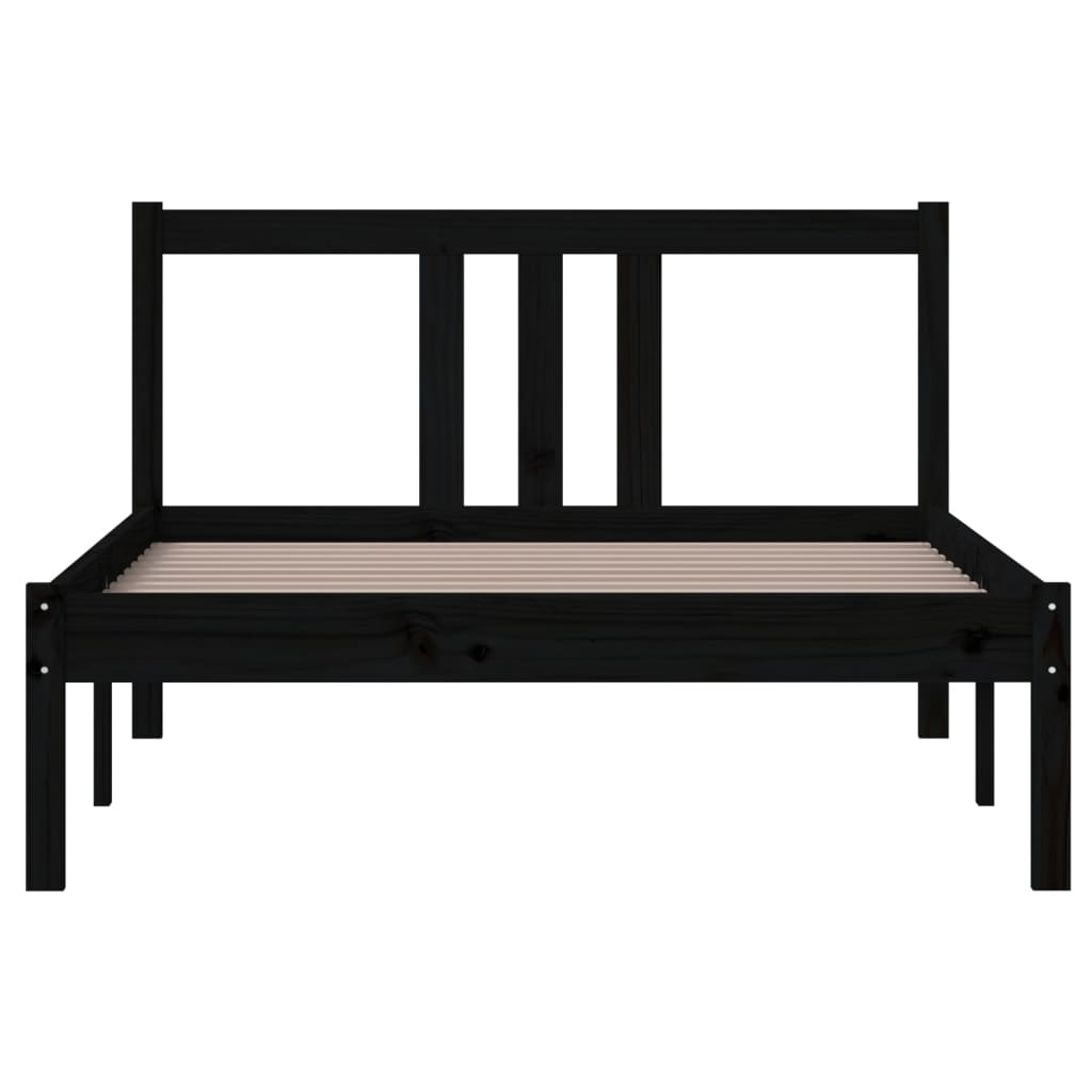 Bedframe Massief Hout Zwart 100X200 Cm