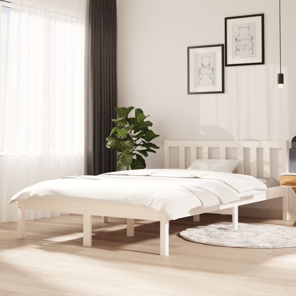 Bedframe Massief Hout Wit 120X200 Cm