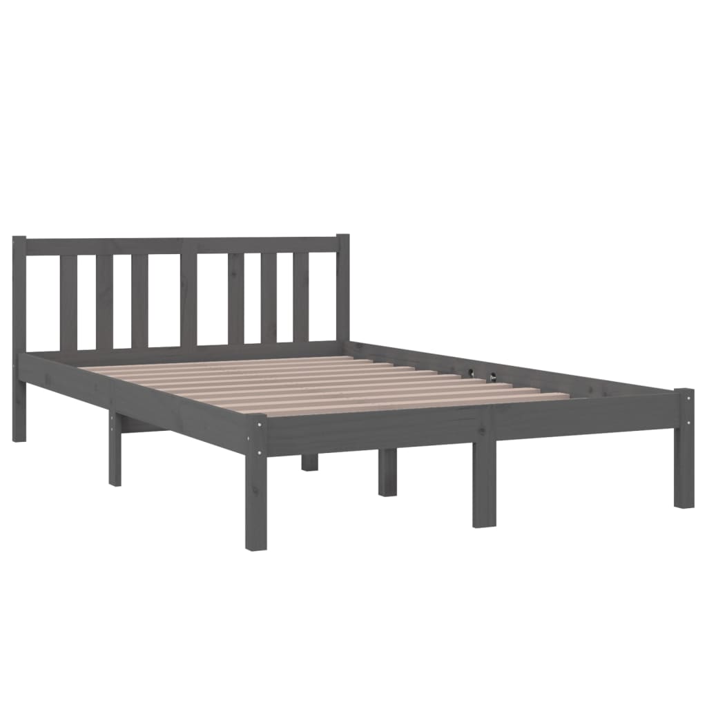 Bedframe Massief Hout Grijs 120X200 Cm