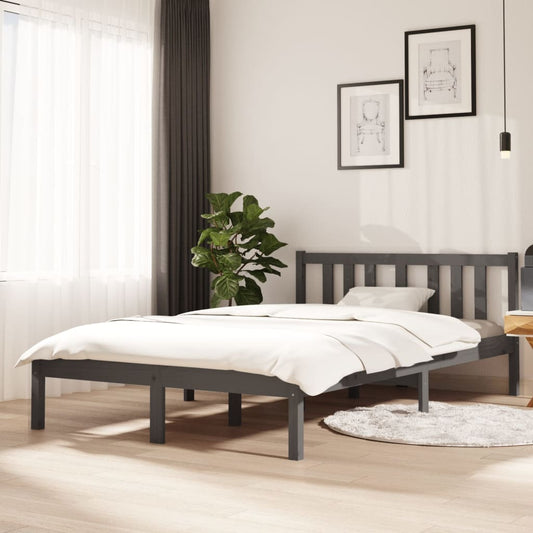 Bedframe Massief Hout Grijs 120X200 Cm
