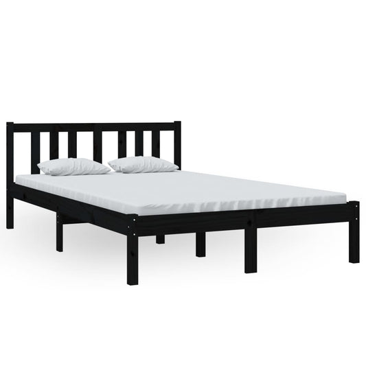 Bedframe Massief Hout Zwart 120X200 Cm