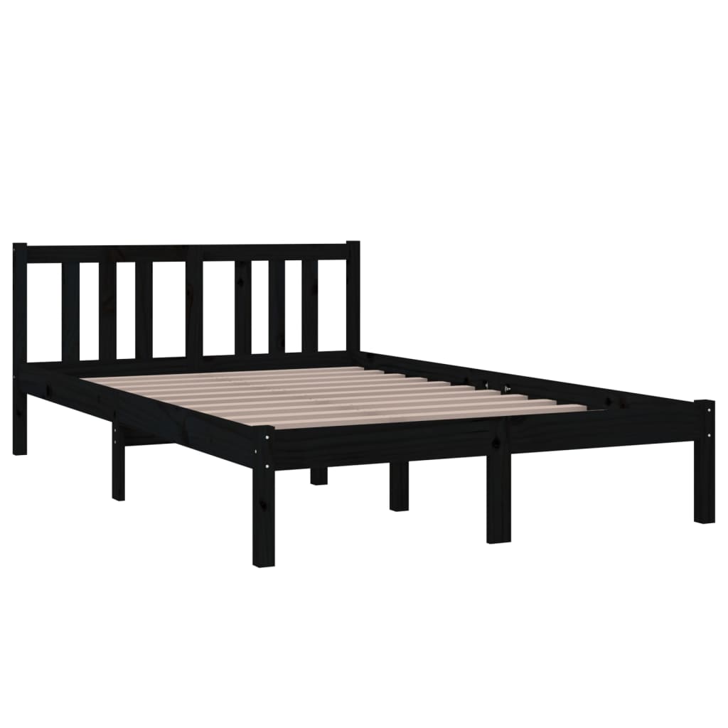Bedframe Massief Hout Zwart 120X200 Cm