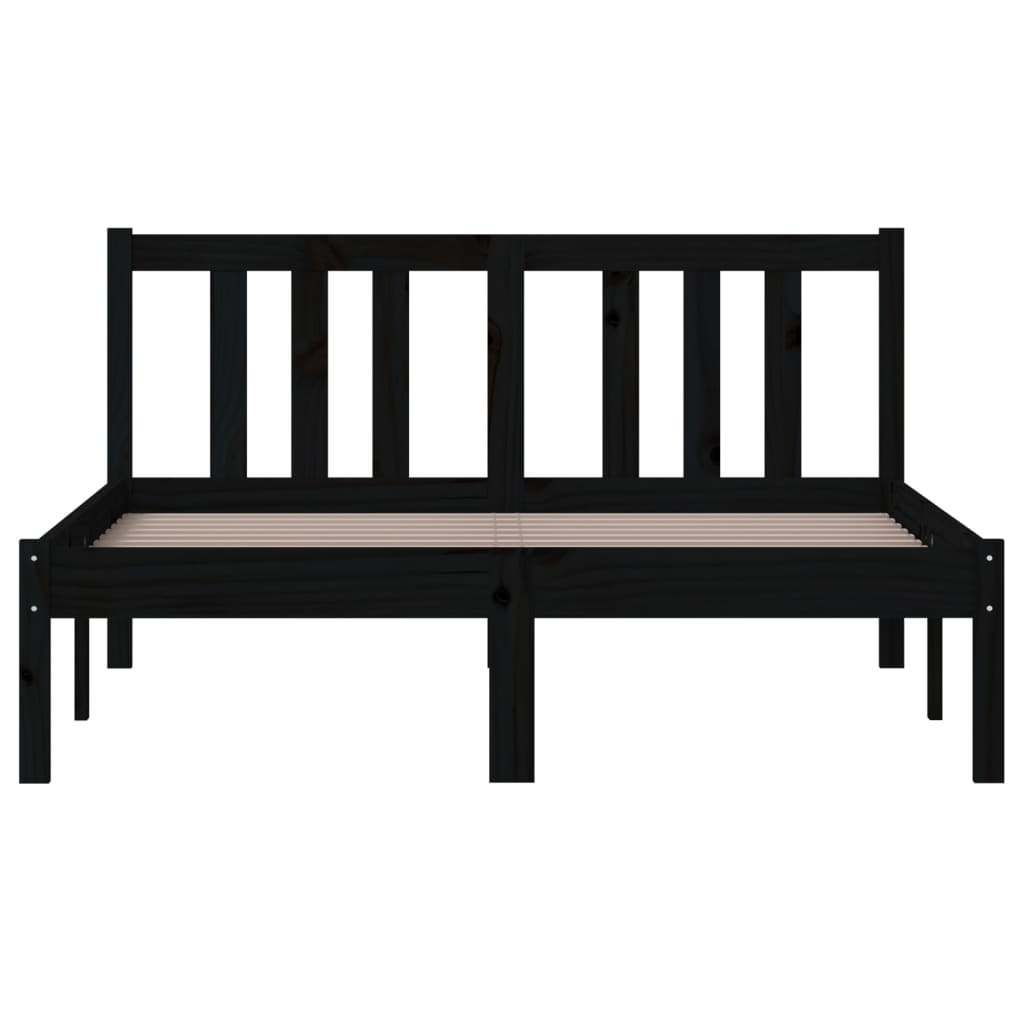 Bedframe Massief Hout Zwart 120X200 Cm