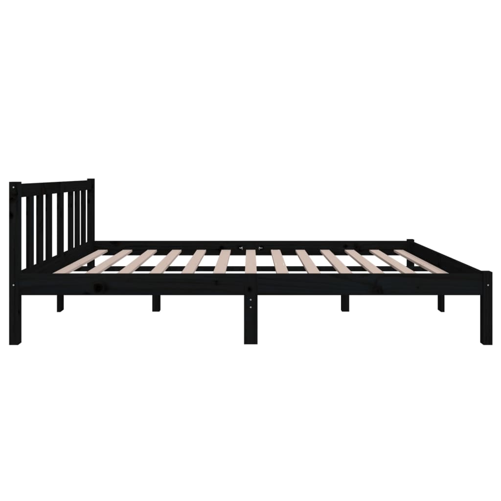 Bedframe Massief Hout Zwart 120X200 Cm
