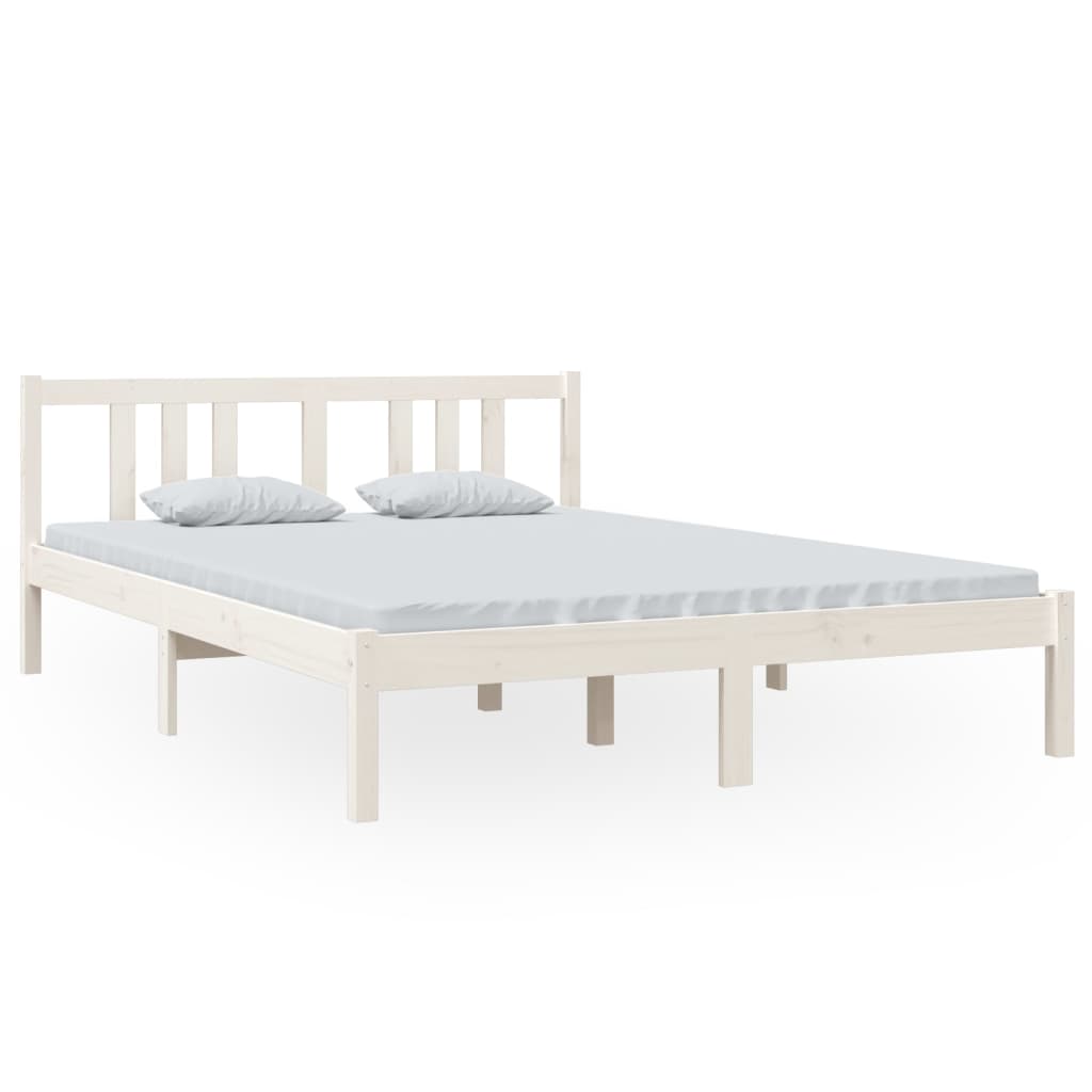 Bedframe Massief Hout Wit 140X200 Cm