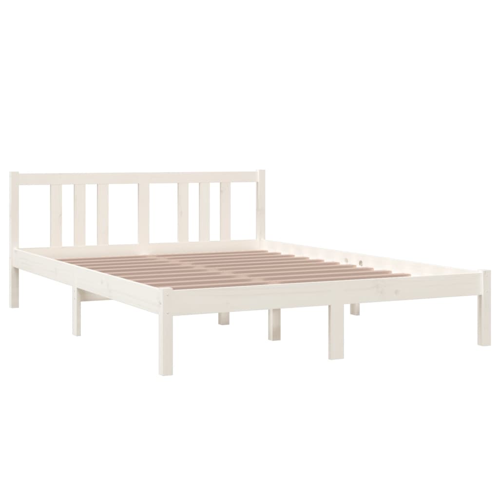 Bedframe Massief Hout Wit 140X200 Cm