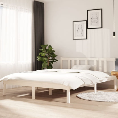 Bedframe Massief Hout Wit 140X200 Cm
