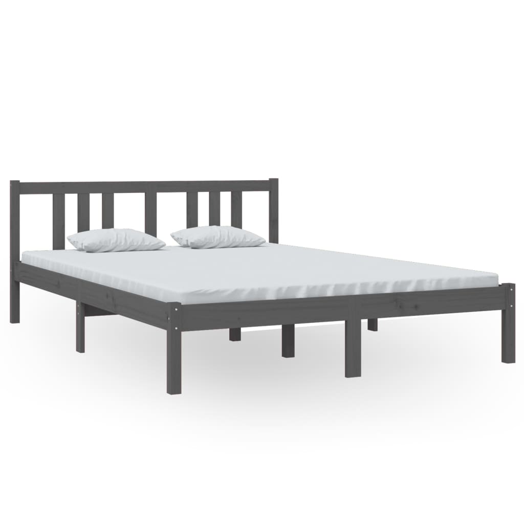 Bedframe Massief Hout Grijs 140X200 Cm