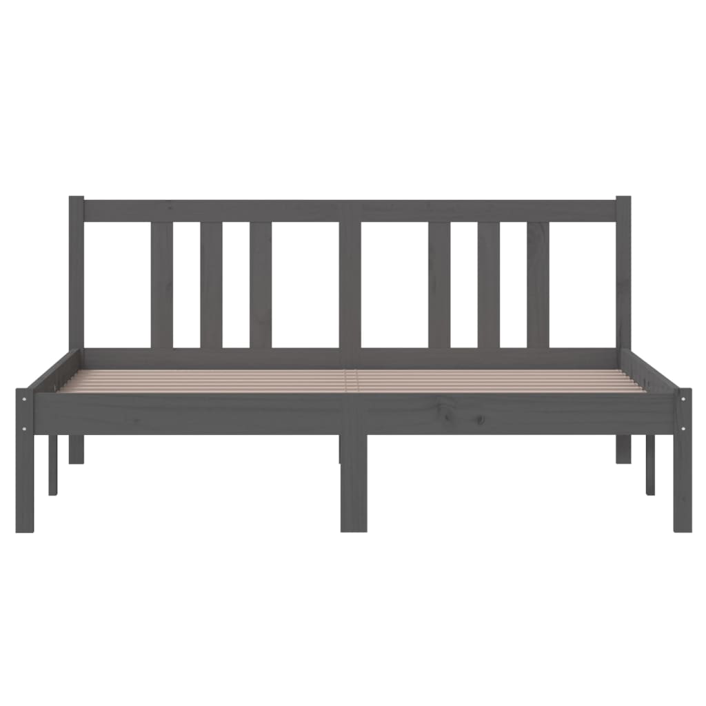 Bedframe Massief Hout Grijs 140X200 Cm