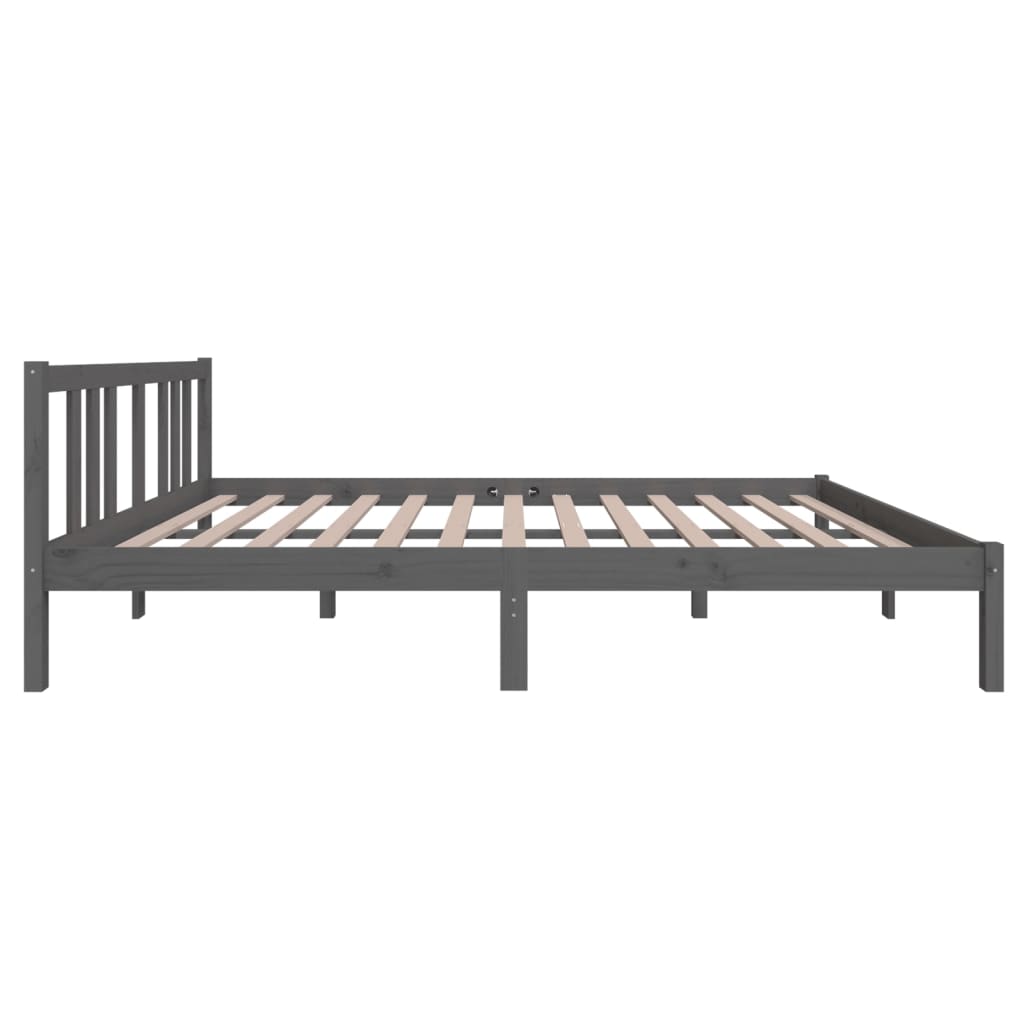 Bedframe Massief Hout Grijs 140X200 Cm